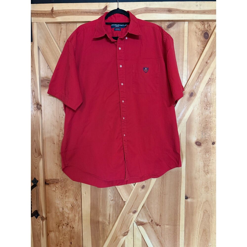 VTG 90s Ralph Lauren RL Crest Golf Cotton Golf Shirt XL Oversized Quiet Luxury
